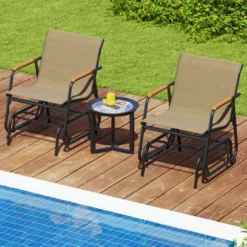 Tangkula Patio Glider Chair Set of 2 with Curved Teak Armrests 12 Tangkula Patio Glider Chair Set of 2 with Curved Teak Armrests -Tangkula Shop GUEST 41569060 e60f 4336 8fbe fa65a3999c34 1