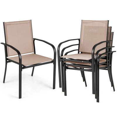 Tangkula Set of 4 Outdoor Dining Chairs with Breathable Fabric & Armrests 10 Tangkula Set of 4 Outdoor Dining Chairs with Breathable Fabric & Armrests - Image 10