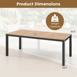 Tangkula Patio Dining Table For 8 79" Large Rectangle Table W/ Acacia Wood Tabletop -Tangkula Shop GUEST 41a149bf 0d98 4ff8 bfad e82a1eb10df7