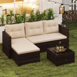 Tangkula 4 Seats Outdoor Patio Furniture Set L-Shaped Couch Set For Yard -Tangkula Shop GUEST 4236b55f 0b54 4666 b3e3 101cf5932083