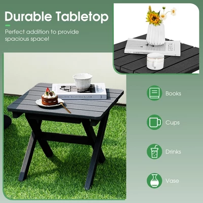 Tangkula 2 Pieces Folding Adirondack Side Table Poolside Garden Patio Black 4 Tangkula 2 Pieces Folding Adirondack Side Table Poolside Garden Patio Black - Image 4