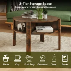 Tangkula Round Coffee Table With 4 Side Compartments 2-Tier Circle Coffee Table 12 Tangkula Round Coffee Table With 4 Side Compartments 2-Tier Circle Coffee Table -Tangkula Shop GUEST 42cab407 ad9f 4e05 8f5a a2cec4dbb098