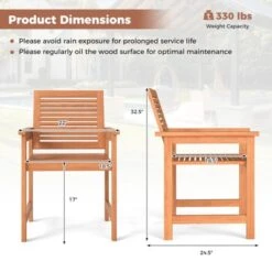 Tangkula Patio Chairs Set of 2 - Outdoor Wooden Dining Chairs with Inclined Backrests -Tangkula Shop GUEST 42d57fc9 5712 4483 977c db11f77c8148 1