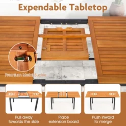 Tangkula 7-Piece Patio Furniture Set Outdoor Dining Chair Set For 6 W/ Acacia Wood & Metal Frame -Tangkula Shop GUEST 4351ccc8 9a08 48b1 9b61 5e0449ea39a5