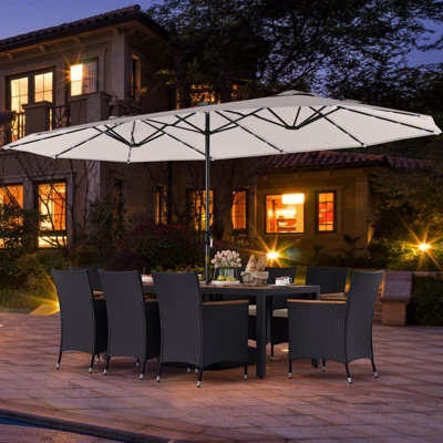 Tangkula 11-Piece Patio Dining Set with 15ft Double-Sided Umbrella & Base 3 Tangkula 11-Piece Patio Dining Set with 15ft Double-Sided Umbrella & Base - Image 3