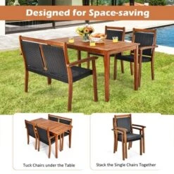 Tangkula 4-Piece Outdoor Acacia Wood & Rattan Dining Set with Umbrella Hole 13 Tangkula 4-Piece Outdoor Acacia Wood & Rattan Dining Set with Umbrella Hole -Tangkula Shop GUEST 43952441 95f1 4d21 9e97 8ff5ea6fae5c