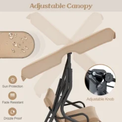 Tangkula 3-Person Outdoor Porch Swing with Adjustable Canopy & Cushions -Tangkula Shop GUEST 43db796d 8128 44ed 85c8 c5f81e9a4995