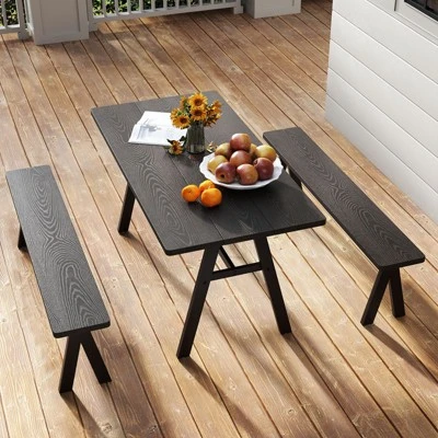 Tangkula 3-Person Outdoor Bench Set Of 2 W/ 800 LBS Bearing Capacity For Garden 3 Tangkula 3-Person Outdoor Bench Set Of 2 W/ 800 LBS Bearing Capacity For Garden - Image 3