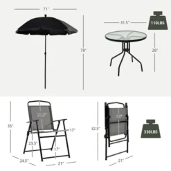 Tangkula 6PCS Patio Garden Dining Set W/ Round Table & 4 Folding Chairs & Umbrella 9 Tangkula 6PCS Patio Garden Dining Set W/ Round Table & 4 Folding Chairs & Umbrella -Tangkula Shop GUEST 43f9e795 2417 4235 93a7 b77fb073ae90