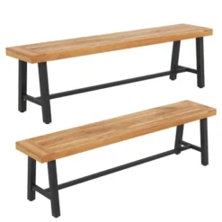 Tangkula 2PCS 63" Acacia Wood Outdoor Bench 3-Person Patio Bench With 800 Lbs Weight Capacity Outdoor Backless Bench With Heavy-Duty Metal Frame 15 Tangkula 2PCS 63" Acacia Wood Outdoor Bench 3-Person Patio Bench With 800 Lbs Weight Capacity Outdoor Backless Bench With Heavy-Duty Metal Frame -Tangkula Shop GUEST 4436b714 85b0 41a9 9268 24250ea8035c 1