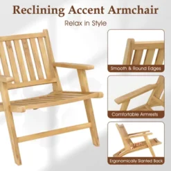 Tangkula 4-Piece Teak Wood Outdoor Reclining Chair Set with Armrests -Tangkula Shop GUEST 4439debd 68c5 4899 96fc 9d7262c08b87 2