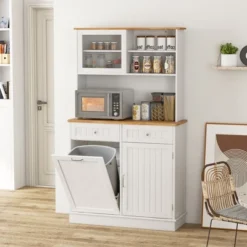 Tangkula Double Tilt Out Trash Cabinet W/ Hutch Kitchen Pantry Storage Cabinet White 18 Tangkula Double Tilt Out Trash Cabinet W/ Hutch Kitchen Pantry Storage Cabinet White -Tangkula Shop GUEST 445b4f6b 4a1f 4231 8bb2 5bbaca8af529