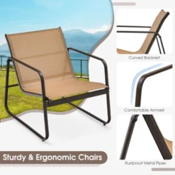 Tangkula 3-Piece Outdoor Conversation Set with Ergonomic Metal Chairs & Tempered Glass Coffee Table -Tangkula Shop GUEST 448882e8 068f 448b 9d38 9793168b1510