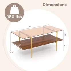 Tangkula 2-Tier Glass Coffee Table W/ Tampered Glass Tabletop & Open Storage Shelf -Tangkula Shop GUEST 44f27936 e357 4979 a8ef 54b72eb74d5a