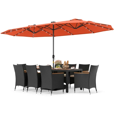 Tangkula 11-Piece Patio Dining Set with 15ft Double-Sided Umbrella & Base 10 Tangkula 11-Piece Patio Dining Set with 15ft Double-Sided Umbrella & Base - Image 10