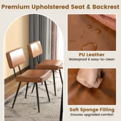 Tangkula Dining Chairs Set Of 4 W/ PU Leather Cover Filled Sponge Waterfall Seats -Tangkula Shop GUEST 452ea371 bfb7 4c2d 8381 8f566b5583bb