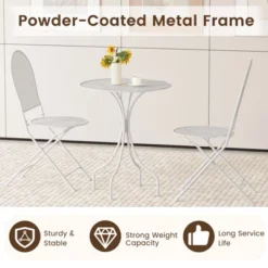 Tangkula 3 Piece Patio Set W/ Rattan-like Pattern Metal Patio Folding Bistro Set For 2 -Tangkula Shop GUEST 45424b3b f07e 45b2 aadf 0c21defdaa70