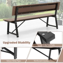 Tangkula Patio 4-Person Bench, 72 Inch Extra Long Bench W/ All-Weather HDPE Seat & Back, Heavy-Duty Metal Support For 1100 Lbs Max Load -Tangkula Shop GUEST 455f766e b85f 4537 a103 dd8f12c99a4d