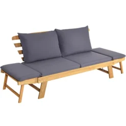 Tangkula Convertible Outdoor Daybed - Solid Acacia Wood Patio Sofa Bed -Tangkula Shop GUEST 45739cfd a795 40a8 ba4a f700d53d43bc