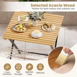 Tangkula 28" Folding Patio Table - Acacia Wood Bistro Dining -Tangkula Shop GUEST 45816428 9a38 4c43 882a abdb04e91e72