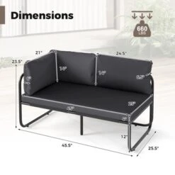 Tangkula Patio Loveseat W/ Removable Pillows & Seat Cushion Side Armrest Metal Frame -Tangkula Shop GUEST 459bae96 b2c5 413b 9289 2b1693a33138