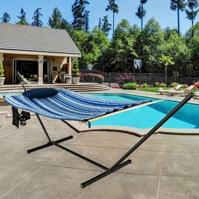 Tangkula 12Ft Hammock with Heavy-Duty Steel Stand and Quilted Mat 2 Tangkula 12Ft Hammock with Heavy-Duty Steel Stand and Quilted Mat - Image 2