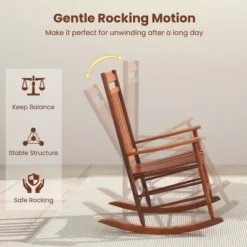 Tangkula 3PCS Patio Poplar Wood Rocking Bistro Set Outdoor Furniture Set For Garden -Tangkula Shop GUEST 464447f1 3c81 4a48 80fa 8810de042060
