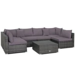 Tangkula 7PCS Patio Rattan Sectional Sofa Set Outdoor Furniture Set W/ Cushions -Tangkula Shop GUEST 464fc064 ae86 4c18 851d 4162b8dc05d2