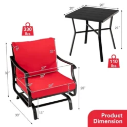 Tangkula 3-Piece Patio Rocking Bistro Set - Outdoor Conversation Set with Red Cushions 11 Tangkula 3-Piece Patio Rocking Bistro Set - Outdoor Conversation Set with Red Cushions -Tangkula Shop GUEST 4682f625 b38c 4395 a263 cad84ff8b49f