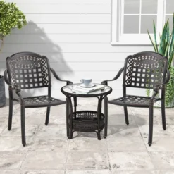 Tangkula 2 Pieces Cast Aluminum Patio Chair Bistro Dining Chair Outdoor Cast Aluminum Chair -Tangkula Shop GUEST 4686c106 21de 4135 b14b f42396b5eeee