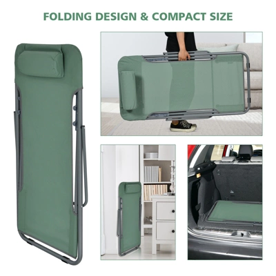 Tangkula 2 PCS Beach Chair Lounger Reclining Folding Chair W/3-Position Adjustable Backrest Blue/Orange/Green 7 Tangkula 2 PCS Beach Chair Lounger Reclining Folding Chair W/3-Position Adjustable Backrest Blue/Orange/Green - Image 7