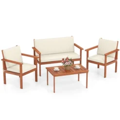 Tangkula 4 Pieces Patio Furniture Set Acacia Wood Porch Chairs W/ Table -Tangkula Shop GUEST 4700d2dd 0b6d 400e 9549 98c727a3d88e