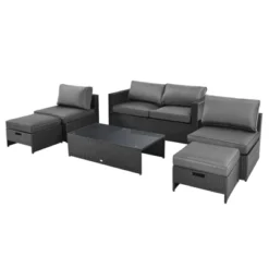 Tangkula 6PCS Patio Rattan Furniture Set Outdoor All Weather Wicker Conversation Set W/Cushioned Ottoman & Coffee Table 8 Tangkula 6PCS Patio Rattan Furniture Set Outdoor All Weather Wicker Conversation Set W/Cushioned Ottoman & Coffee Table -Tangkula Shop GUEST 47199785 0c90 4a16 b2ef 8fcedcb5b58a