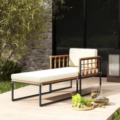 Tangkula 4PCS Outdoor Chaise Lounge Chair Acacia Wood Heavy Duty 1200 Lbs Weight Capacity -Tangkula Shop GUEST 47787a23 dbdc 4757 aed9 93c665f435fb