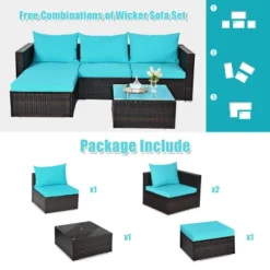 Tangkula 5PCS Patio Rattan Wicker Sofa Furniture Set Sectional Conversation Sofa Set Blue -Tangkula Shop GUEST 478cb02b b0fe 4eeb becc efb64518f847