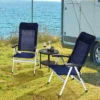Tangkula 2PCS Outdoor Patio Folding Dining Chairs With Reclining Backrest And Headrest Navy