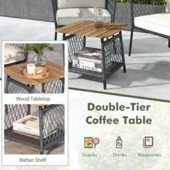 Tangkula Set Of 3 Furniture Set W/ 2-Tier Coffee Table Acacia Wood Armrests Tabletop Patio 7 Tangkula Set Of 3 Furniture Set W/ 2-Tier Coffee Table Acacia Wood Armrests Tabletop Patio -Tangkula Shop GUEST 47b28014 d28c 49bb 849c 5f3cf48a5ac6
