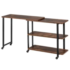 Tangkula Sofa Side Table W/Storage Shelves Mobile End Table Rolling Couch Table Desk For Living Room Bedroom -Tangkula Shop GUEST 47d557ee 2f24 4ac1 9347 fc57fbe561ce