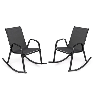 Tangkula 2 PCS Patio Rocking Chair Outdoor Ergonomic Rockers W/ Breathable Fabric Seat 6 Tangkula 2 PCS Patio Rocking Chair Outdoor Ergonomic Rockers W/ Breathable Fabric Seat - Image 6