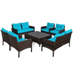 Tangkula 8PCS Rattan Patio Conversation Set Outdoor Furniture Set Cushioned -Tangkula Shop GUEST 48558e13 ae0f 4180 a172 bfc11d7f39d2