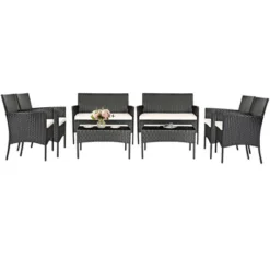 Tangkula 8-Piece Outdoor Rattan Furniture Set with Coffee Tables