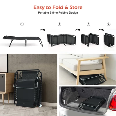 Tangkula Foldable Beach Chaise Lounge Chair with Adjustable Pillow & 4-Position Recline 5 Tangkula Foldable Beach Chaise Lounge Chair with Adjustable Pillow & 4-Position Recline - Image 5