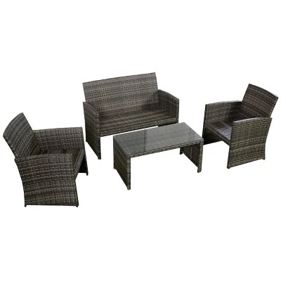 Tangkula 4PCS Outdoor Furniture Set Chairs Coffee Table Patio Garden Set Mix Gray 6 Tangkula 4PCS Outdoor Furniture Set Chairs Coffee Table Patio Garden Set Mix Gray - Image 6