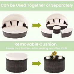 Tangkula Outdoor Round Daybed with Retractable Canopy and Sectional Seating 7 Tangkula Outdoor Round Daybed with Retractable Canopy and Sectional Seating -Tangkula Shop GUEST 48e0e22f 4772 449d 90ec 126ce52f6d14