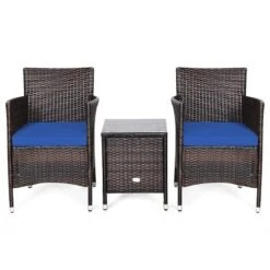 Tangkula 3-Piece Patio Wicker Rattan Furniture Set Conversation Sofa Set With Coffee Table Navy -Tangkula Shop GUEST 48f0f842 55e2 4be1 9c83 5833283a3a6c