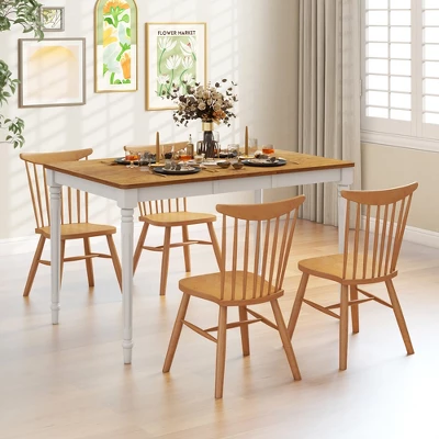 Tangkula Extendable Dining Table - 3-Stage Farmhouse Kitchen Table for 4-8 People 2 Tangkula Extendable Dining Table - 3-Stage Farmhouse Kitchen Table for 4-8 People - Image 2