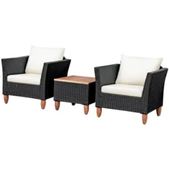 Tangkula 3-Piece Wicker Patio Furniture Set - Outdoor Conversation Set with Acacia Wood Table -Tangkula Shop GUEST 4913f7ea 7a07 4da3 bf02 f724f9dd208a
