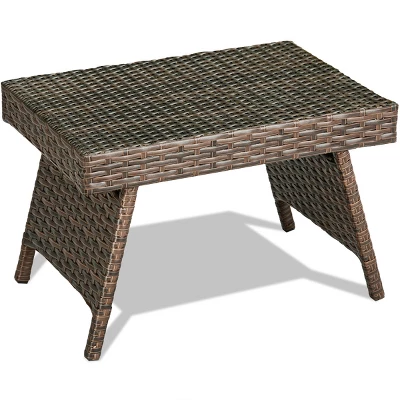 Tangkula Outdoor Wicker Folding Side Table - Portable Rattan Patio Coffee Table 6 Tangkula Outdoor Wicker Folding Side Table - Portable Rattan Patio Coffee Table - Image 6