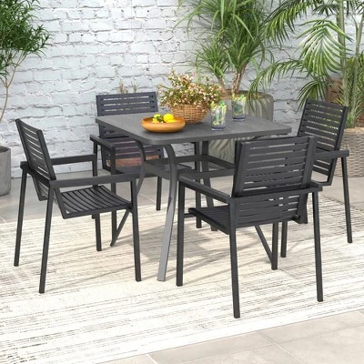 Tangkula 32" Patio Dining Table W/ 4 Curved Legs Heavy-Duty Outdoor Table For 4 Garden 1 Tangkula 32" Patio Dining Table W/ 4 Curved Legs Heavy-Duty Outdoor Table For 4 Garden