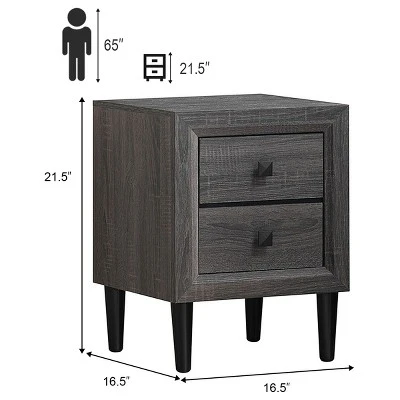 Tangkula 2PCS 2 Drawers Nightstand Bedside End Table Storage Display Bedroom 1 Tangkula 2PCS 2 Drawers Nightstand Bedside End Table Storage Display Bedroom